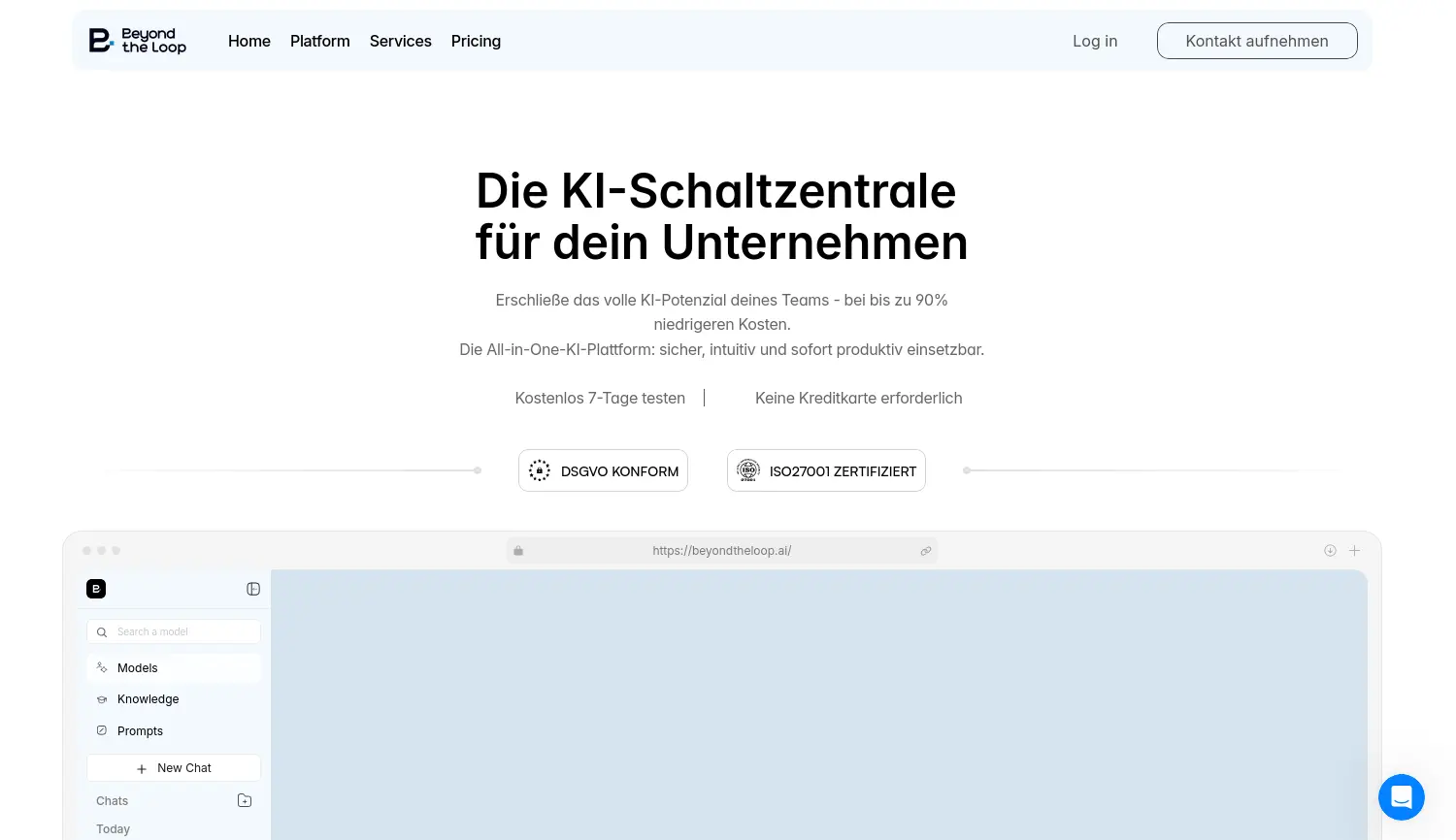 Website-Screenshot von Beyond The Loop