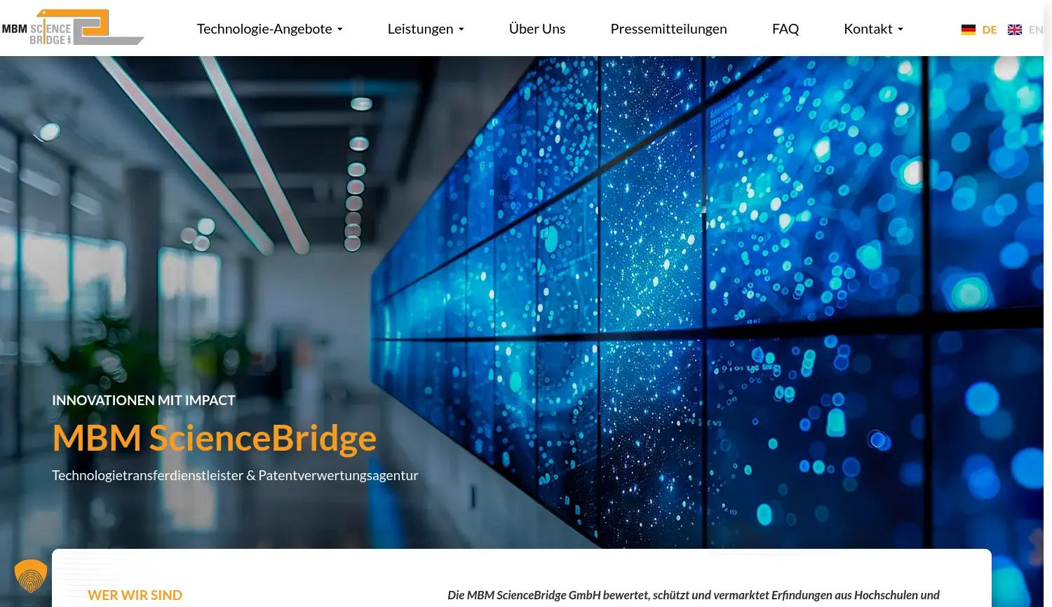 Website-Screenshot von ScienceBridge