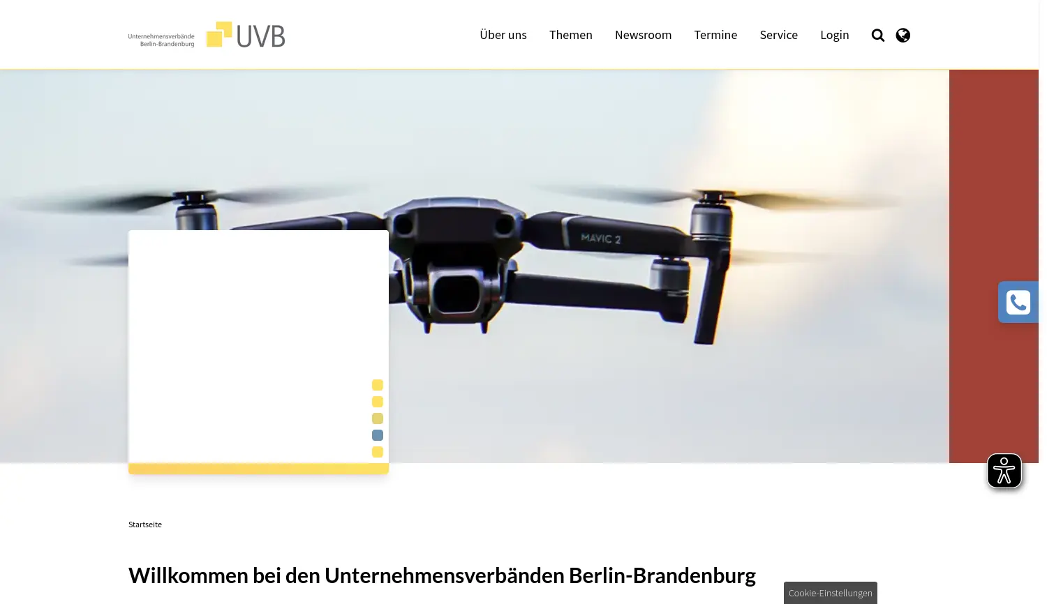 Website-Screenshot von UVB