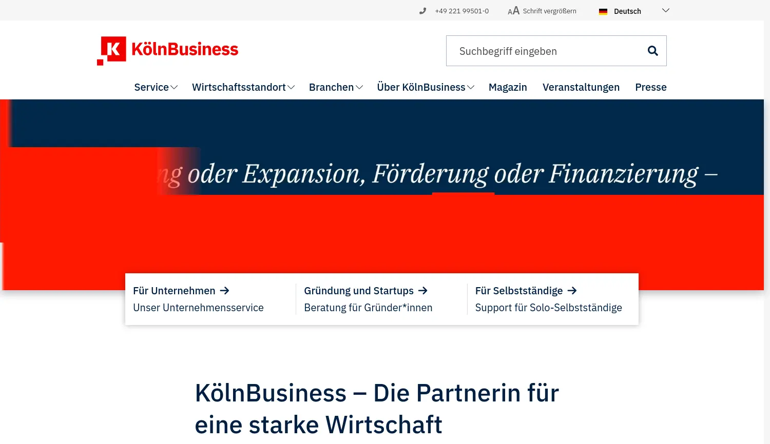 Website-Screenshot von KölnBusiness