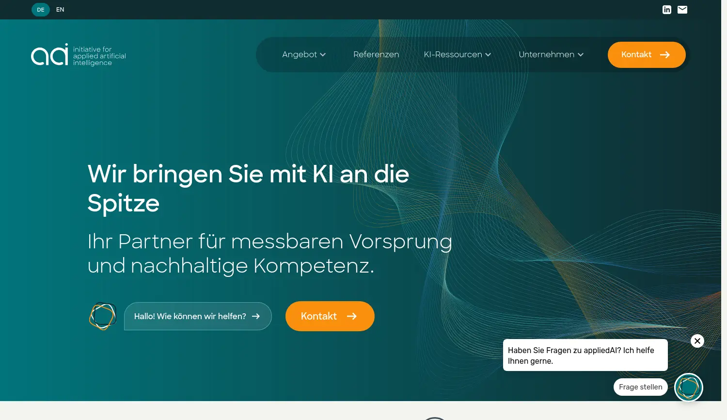Website-Screenshot von appliedAI