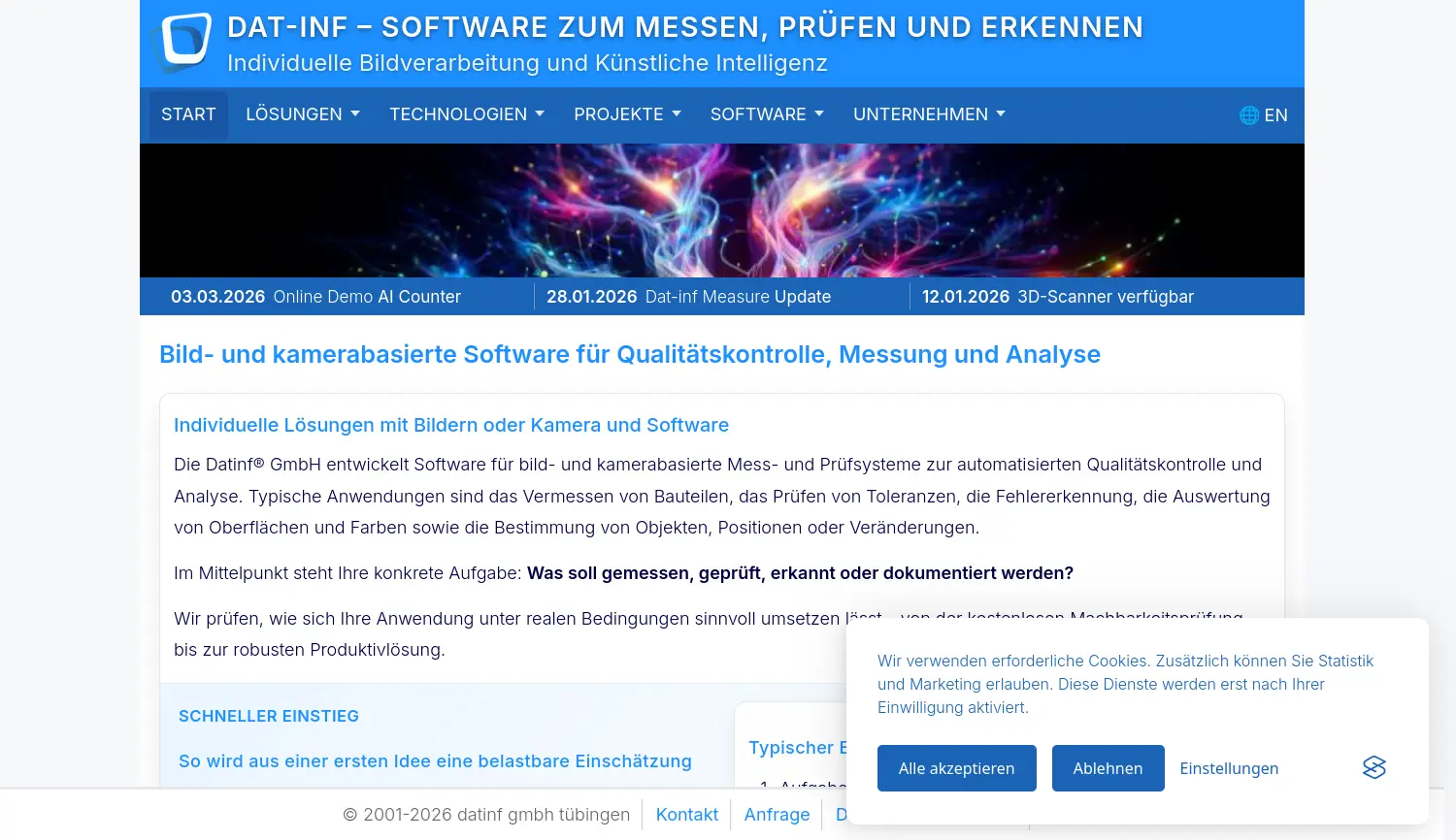 Website-Screenshot von Datinf