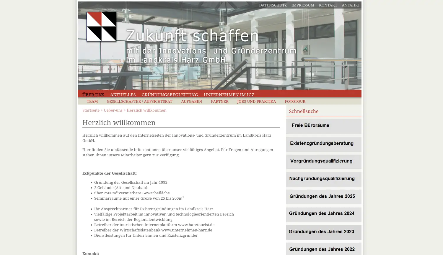 Website-Screenshot von IGZ Wernigerode