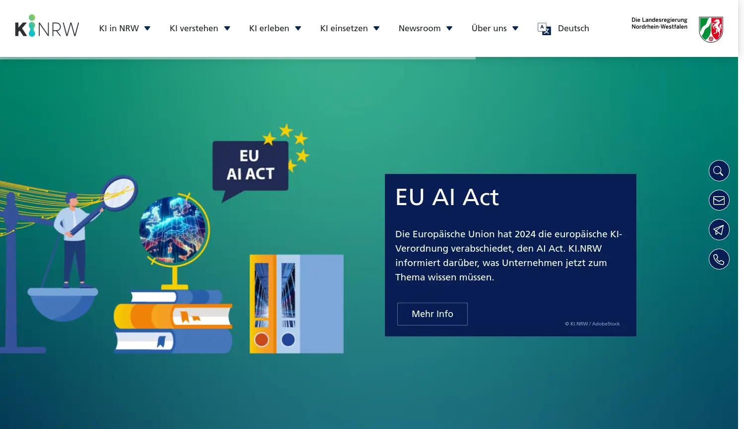 Website-Screenshot von KI.NRW