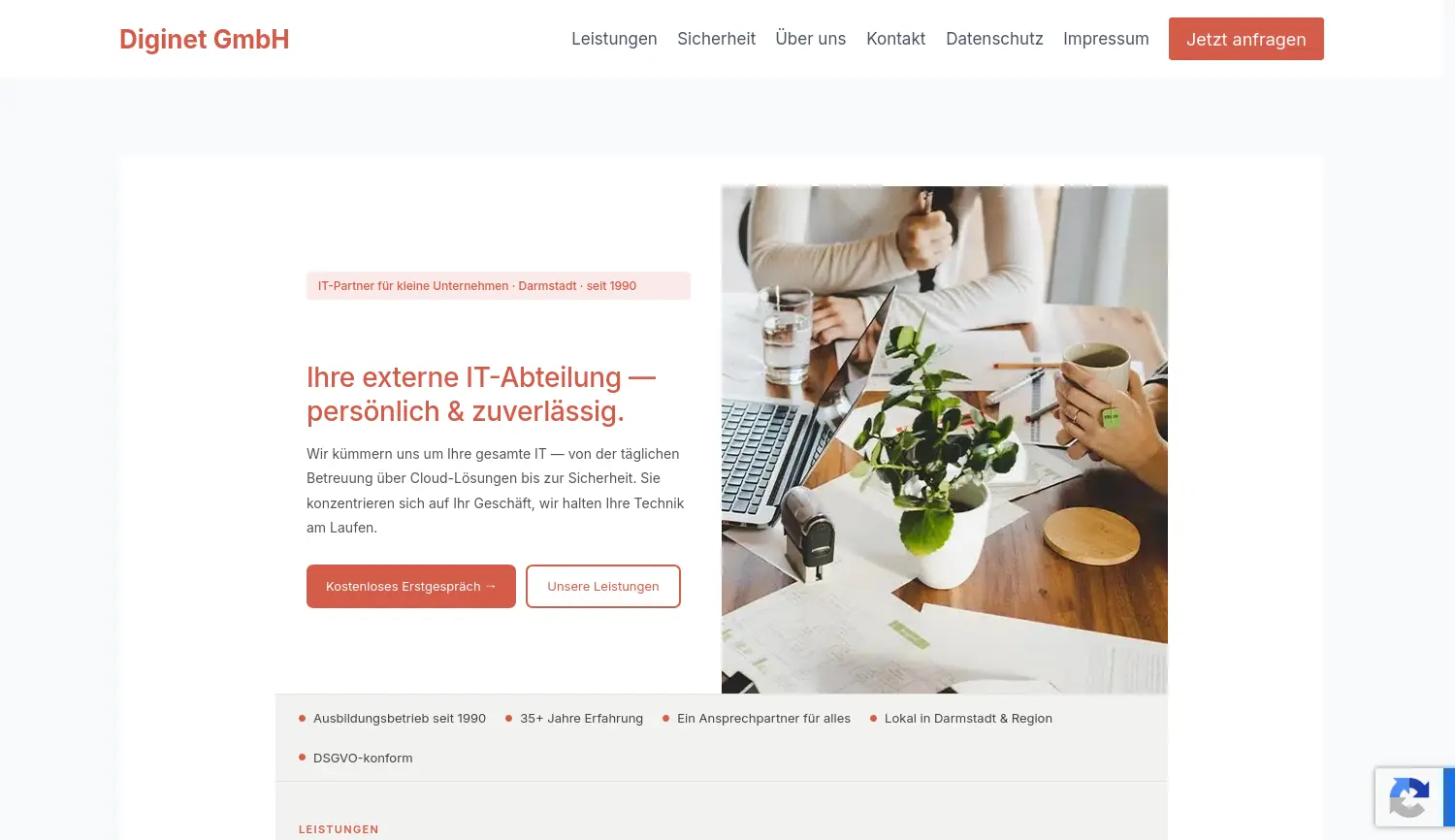 Website-Screenshot von Diginet