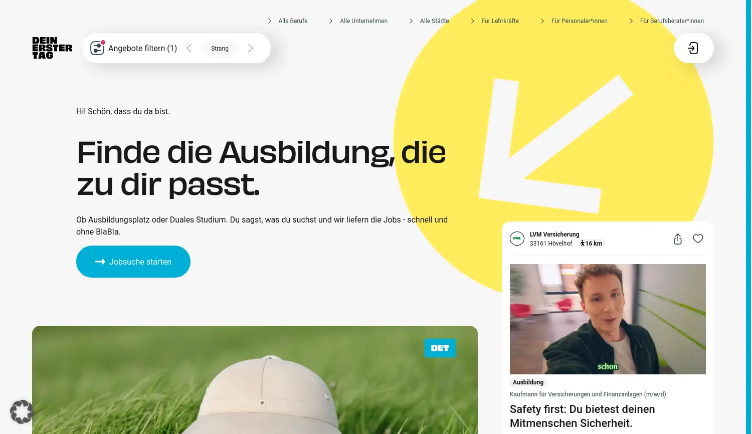 Website-Screenshot von DEIN ERSTER TAG