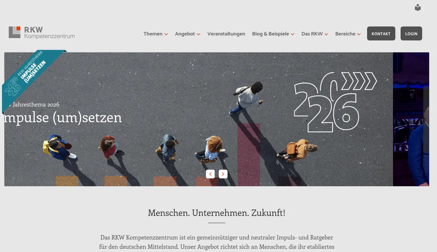 Website-Screenshot von RKW Kompetenzzentrum