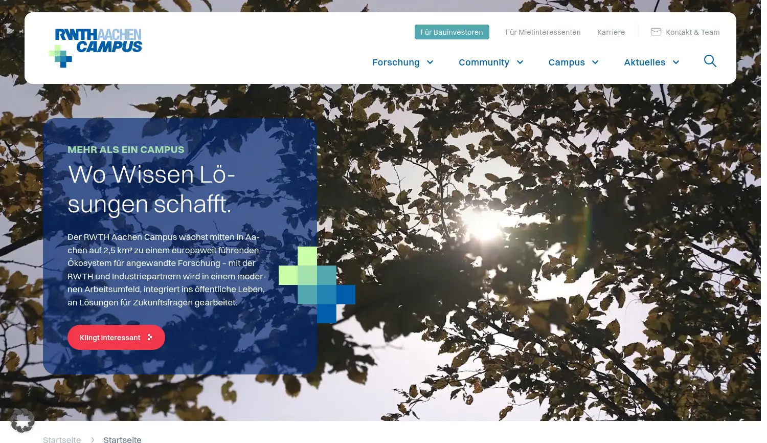 Website-Screenshot von RWTH Campus