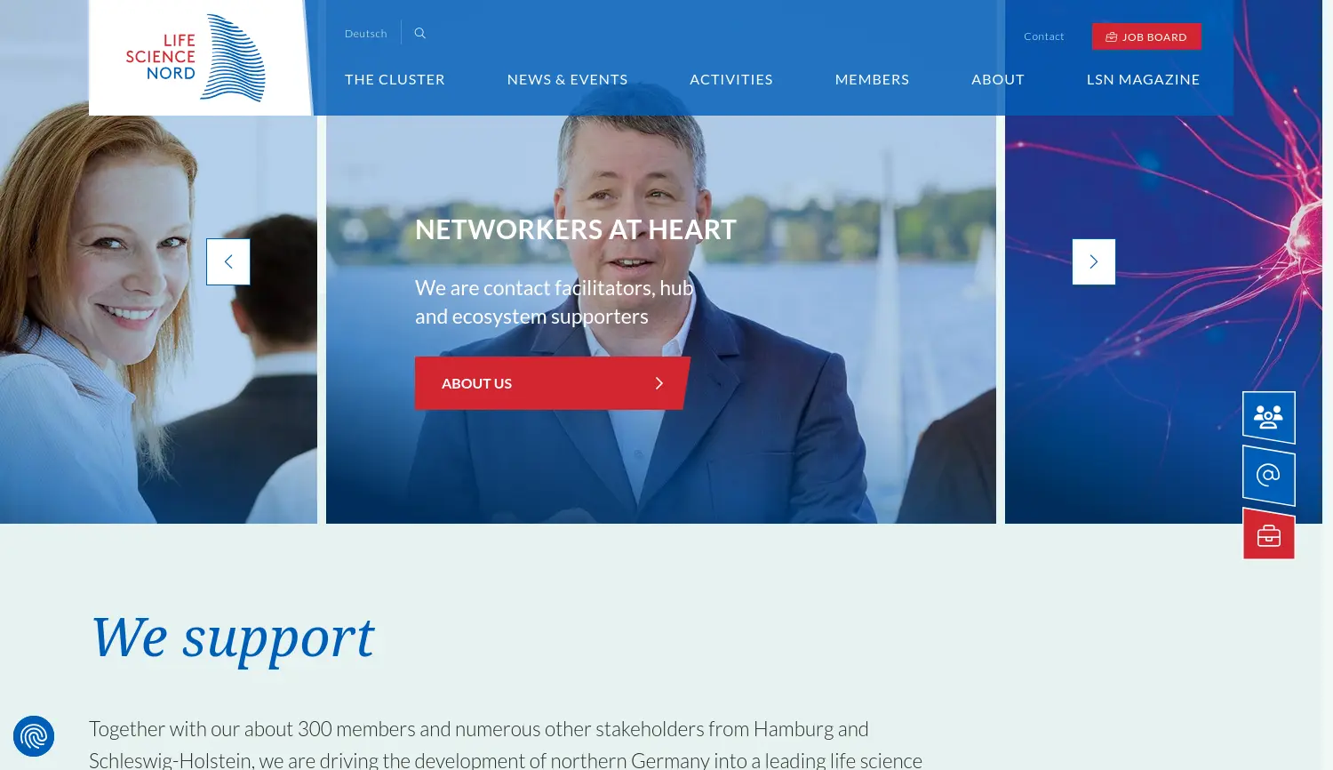 Website-Screenshot von Life Science Nord