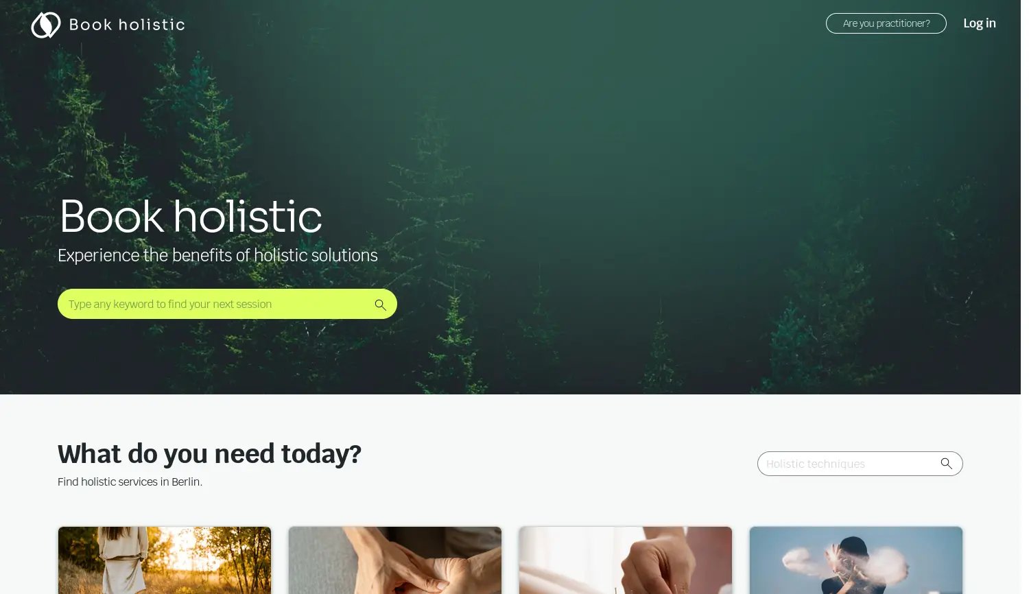 Website-Screenshot von Book holistic
