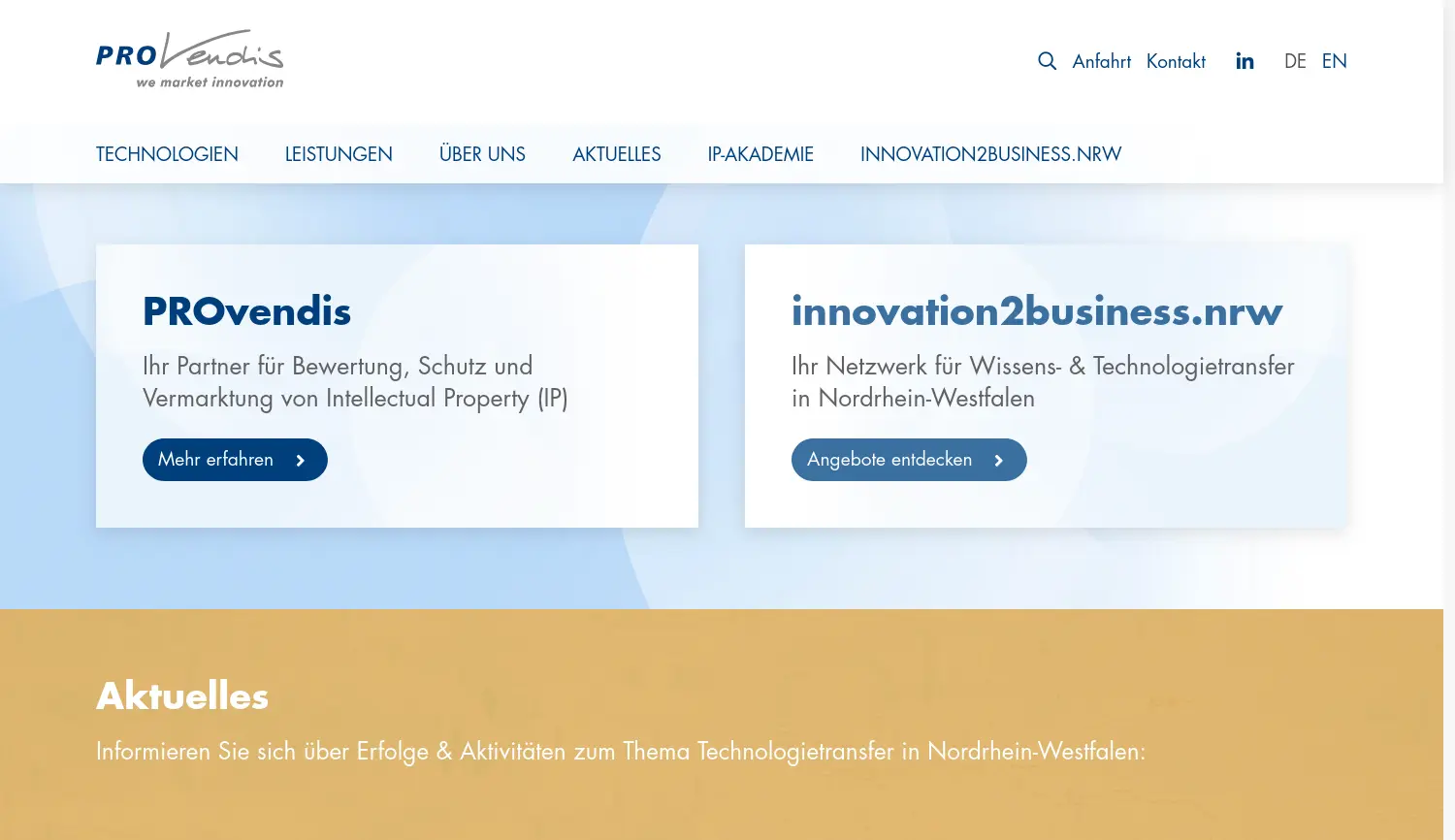 Website-Screenshot von PROvendis