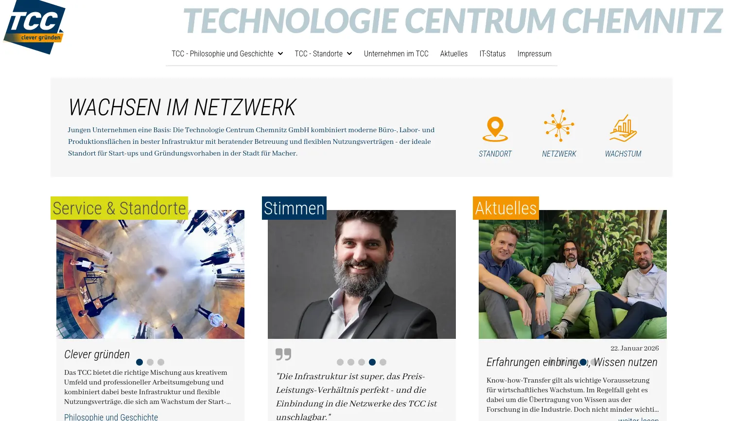 Website-Screenshot von TCC Chemnitz
