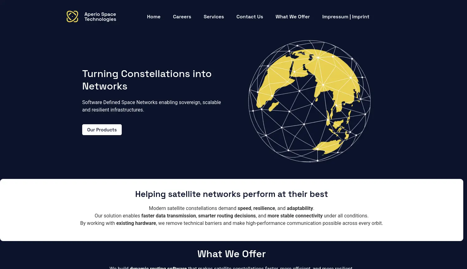 Website-Screenshot von Aperio Space