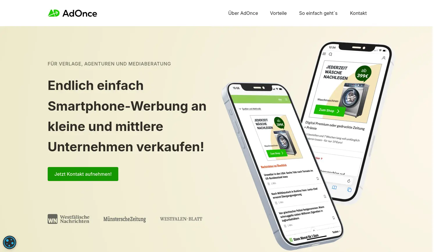 Website-Screenshot von AdOnce