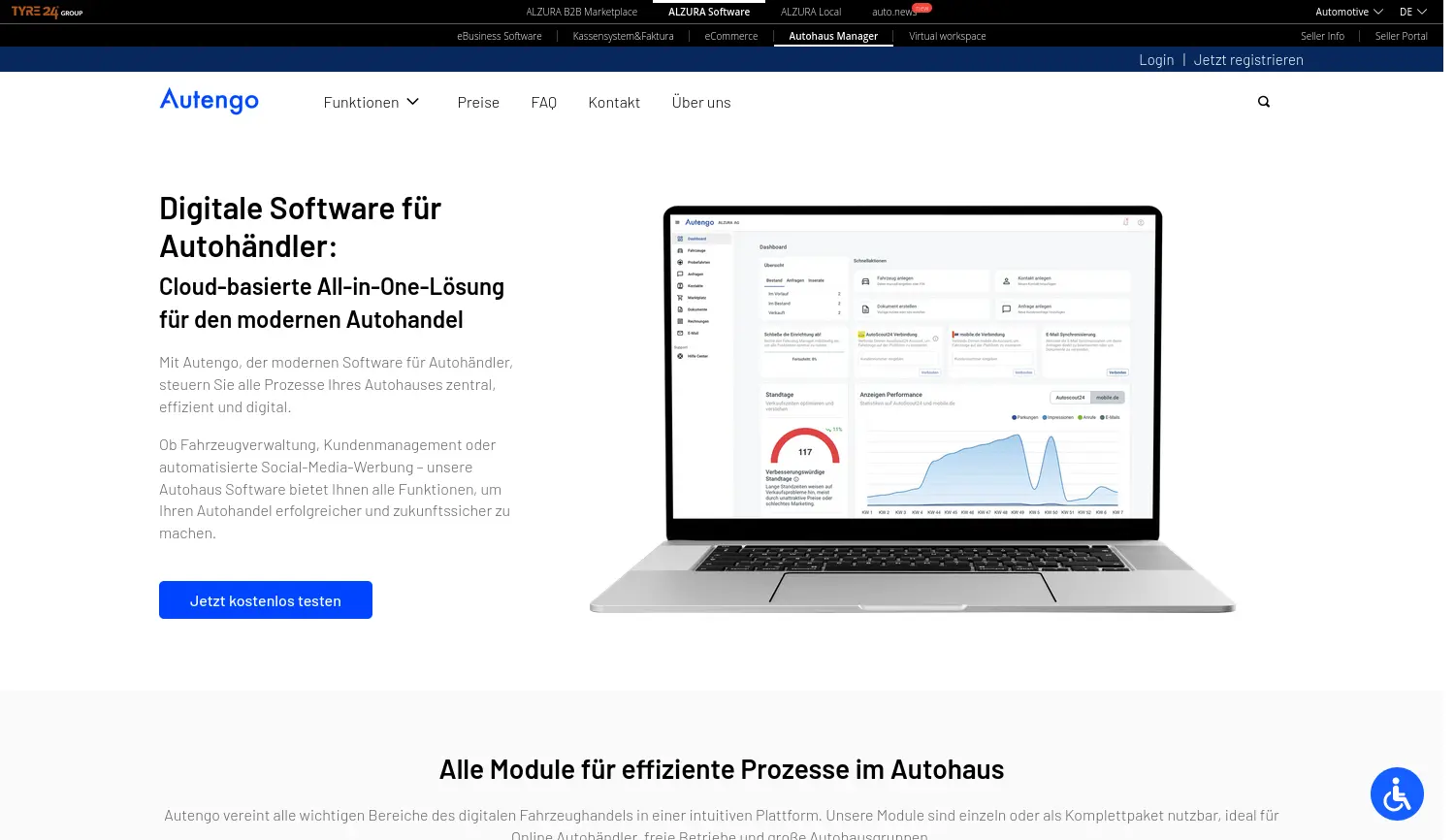 Website-Screenshot von Autengo