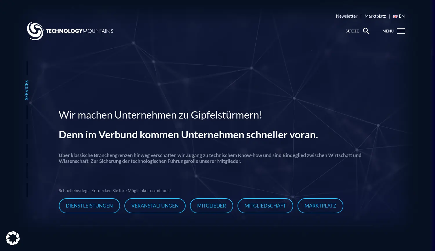 Website-Screenshot von TechnologyMountains