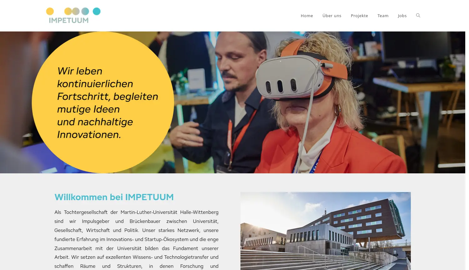 Website-Screenshot von Impetuum