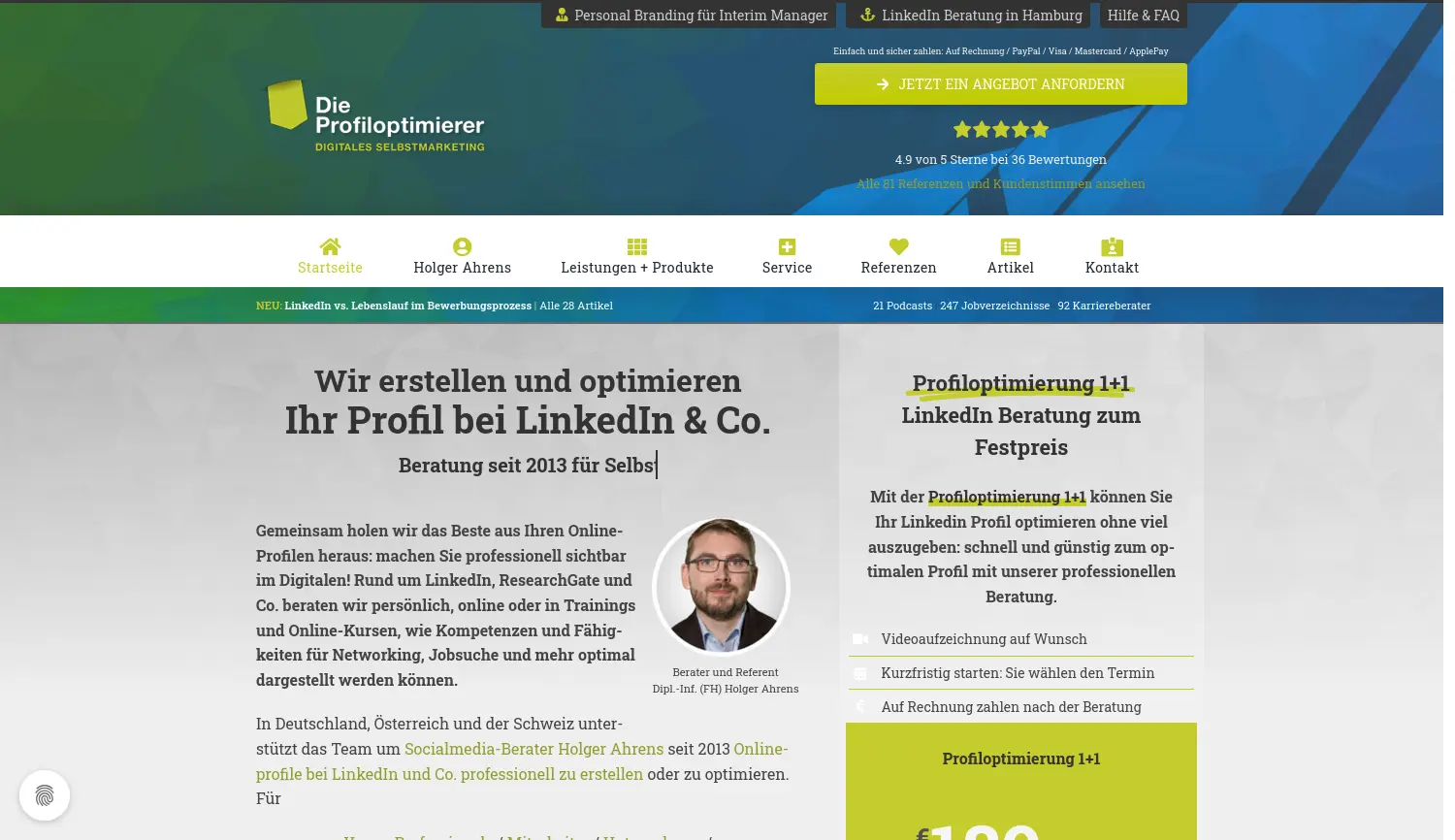 Website-Screenshot von Die Profiloptimierer