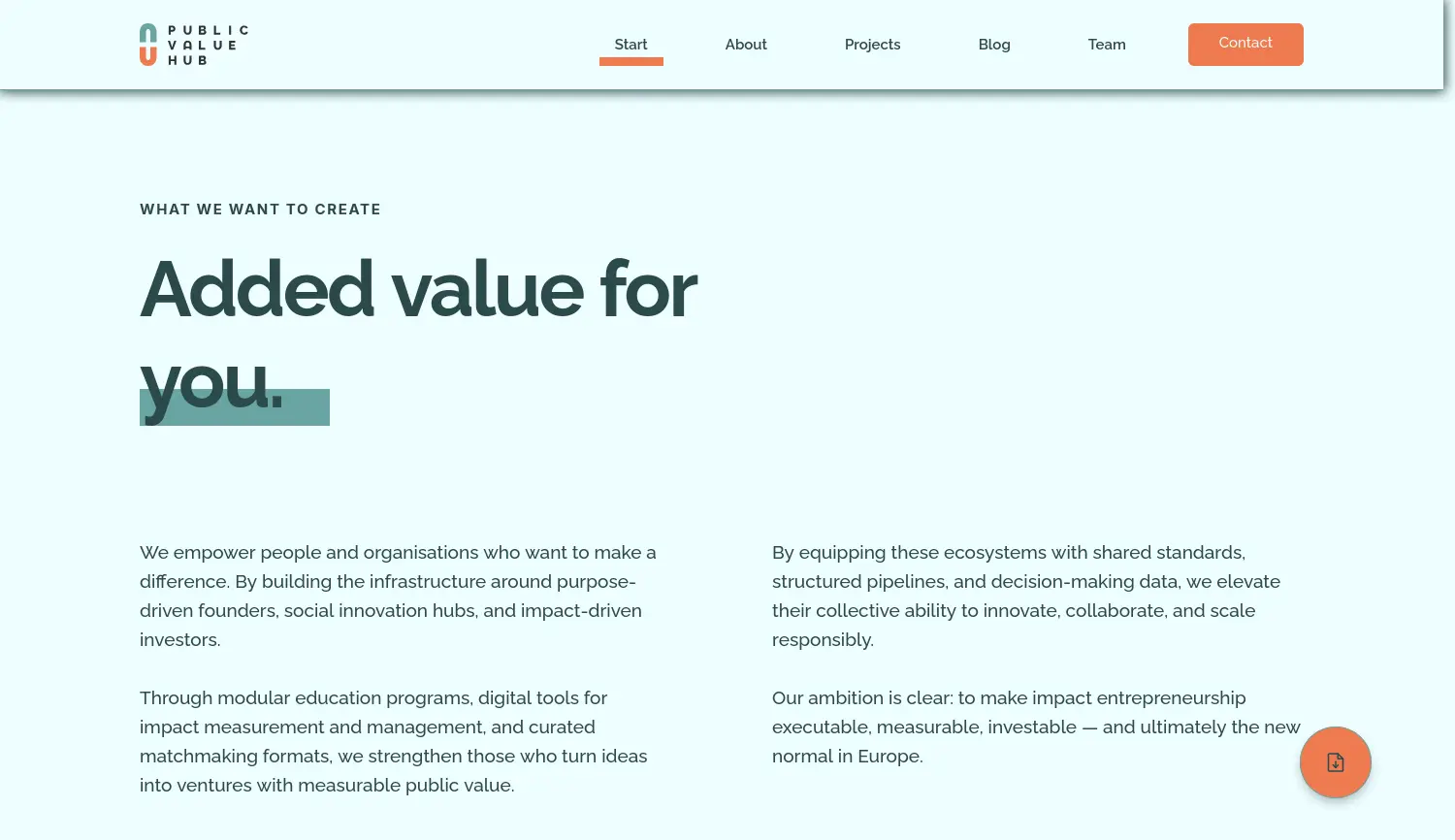 Website-Screenshot von Public Value Hub