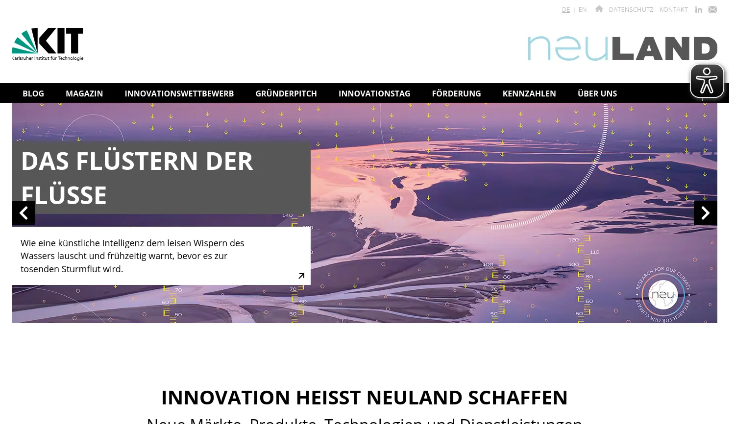 Website-Screenshot von KIT Neuland