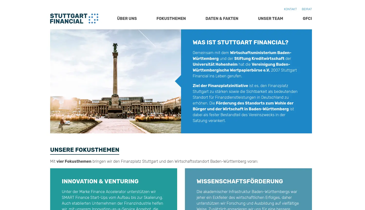Website-Screenshot von Stuttgart Financial