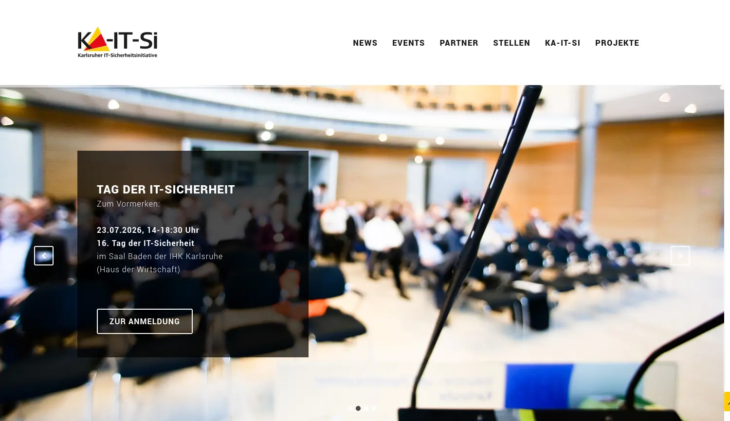 Website-Screenshot von Karlsruher IT-Sicherheitsinitiative