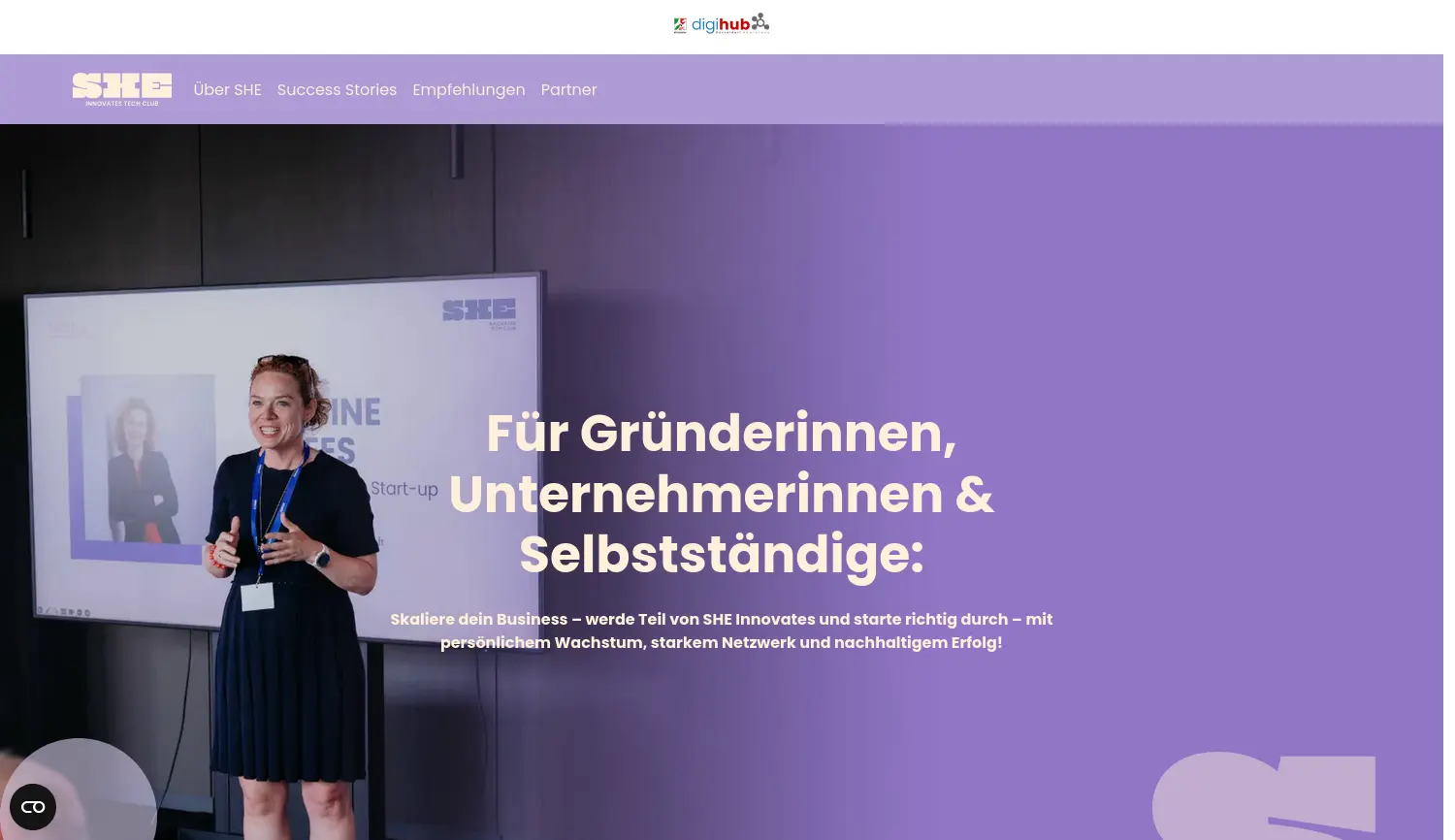 Website-Screenshot von She Innovates