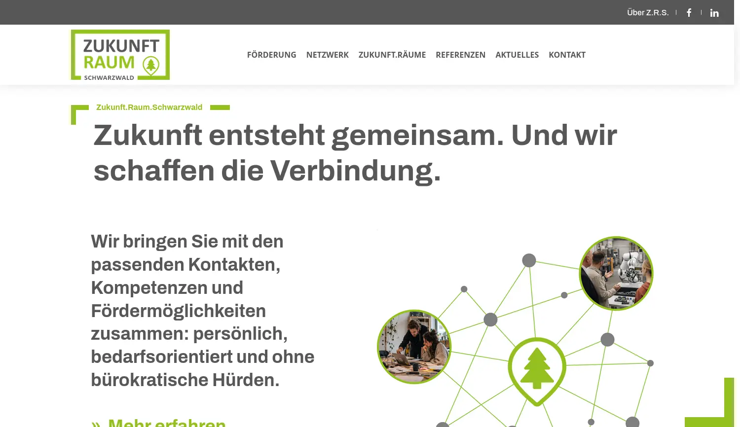 Website-Screenshot von Zukunft.Raum.Schwarzwald