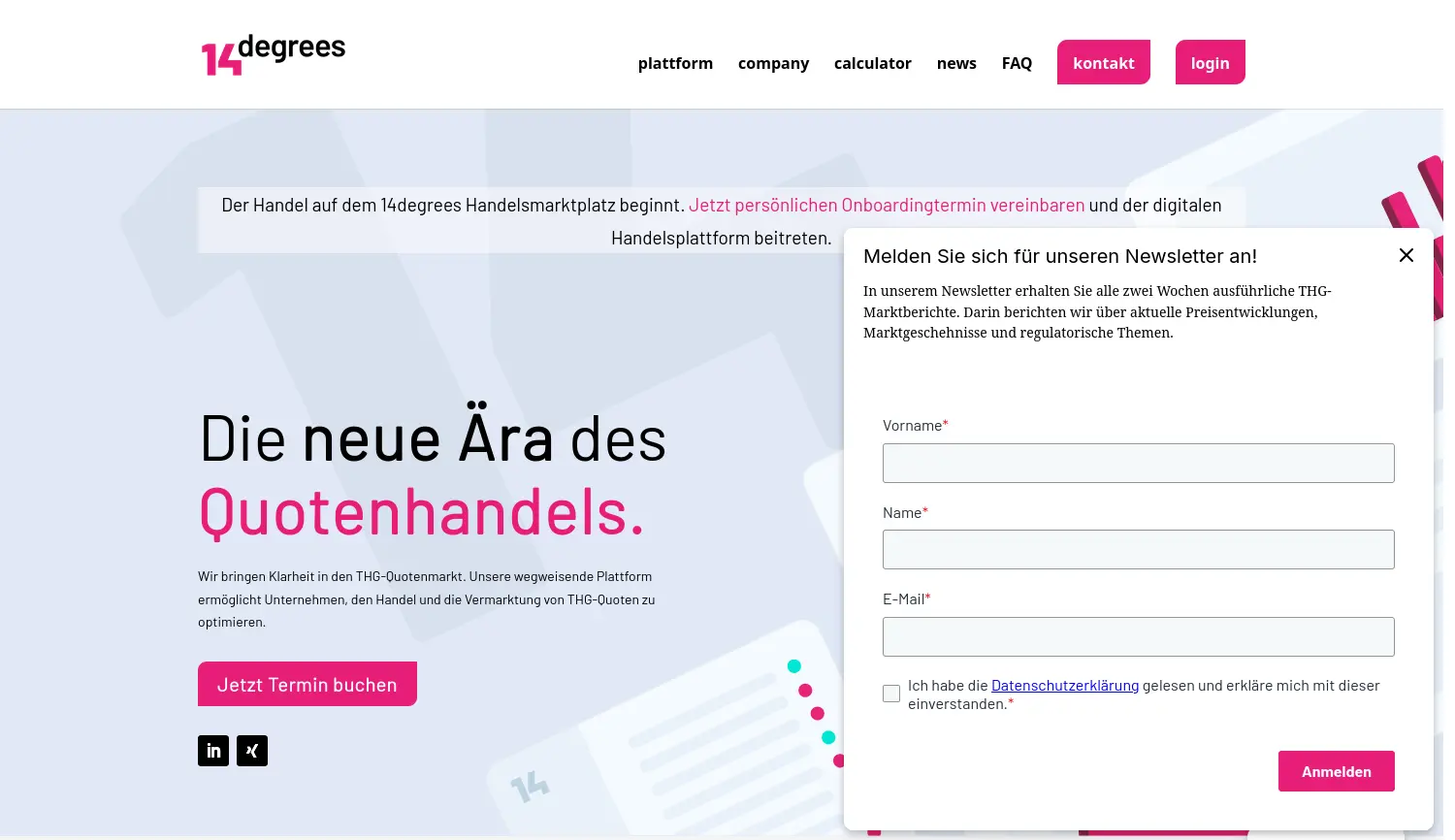 Website-Screenshot von 14degrees