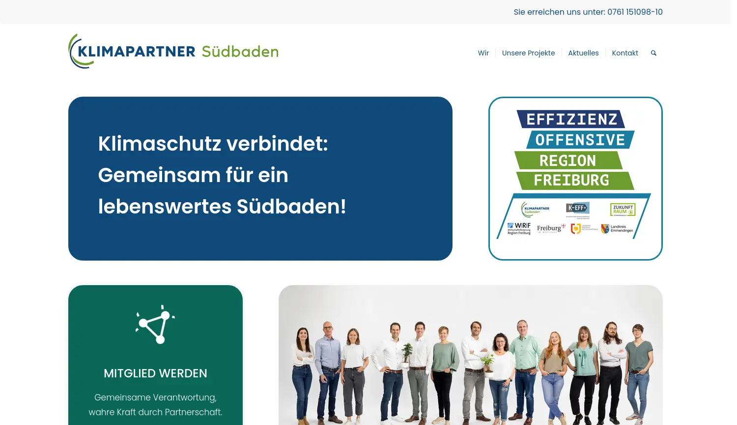 Website-Screenshot von Klimapartner Südbaden