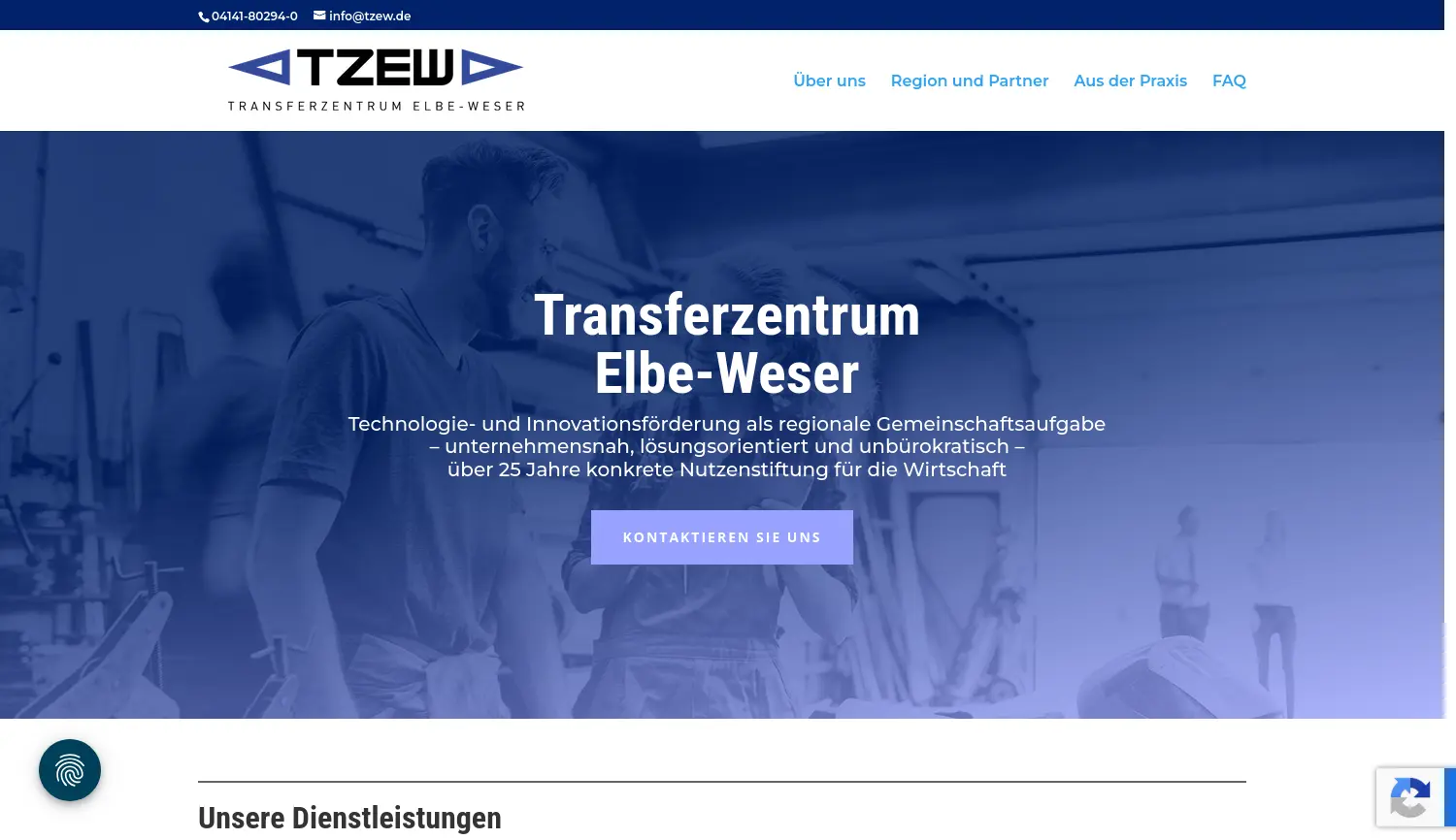 Website-Screenshot von TZEW