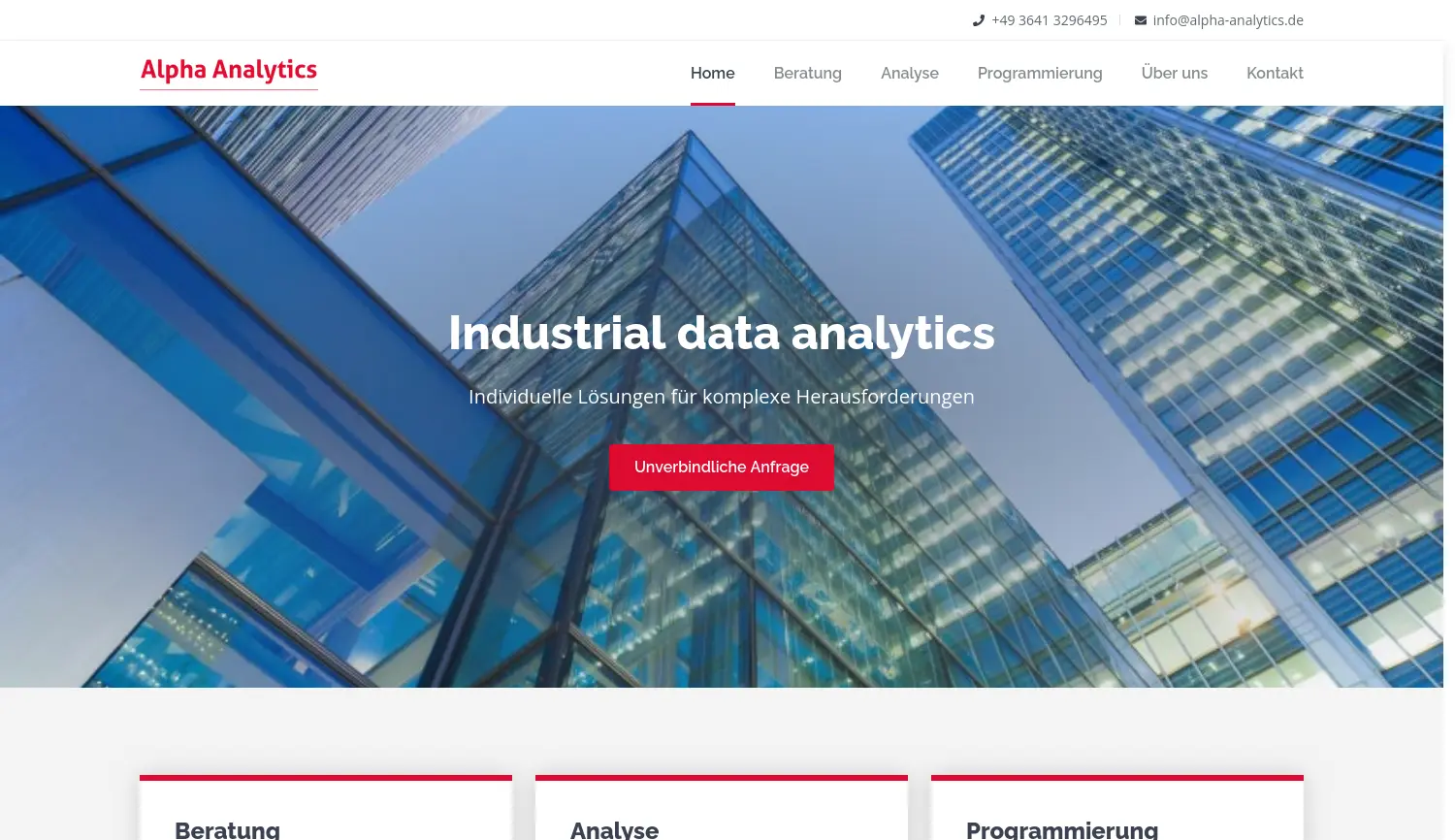 Website-Screenshot von Alpha Analytics
