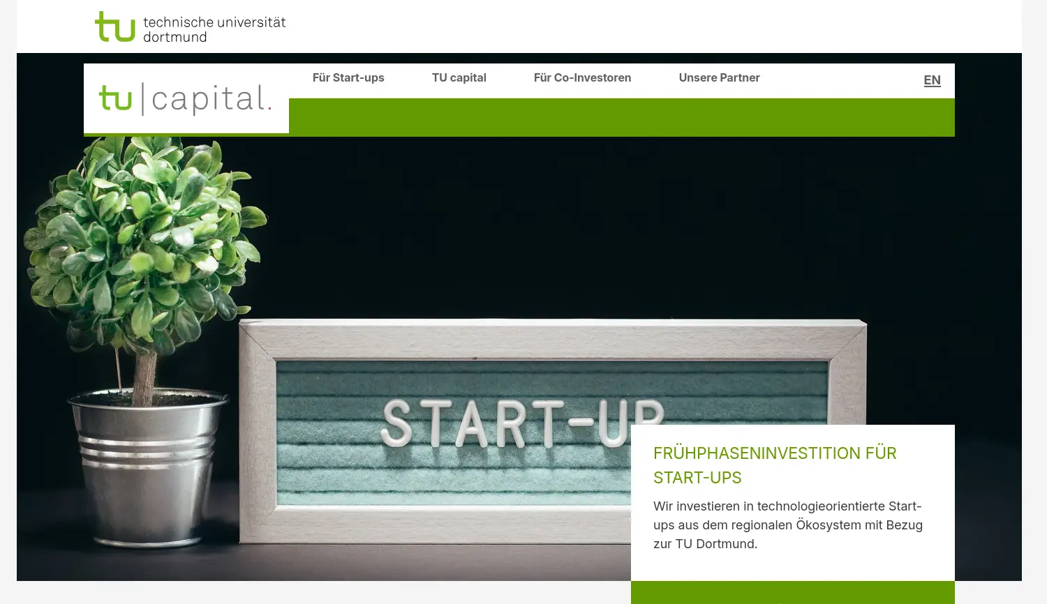 Website-Screenshot von TU capital