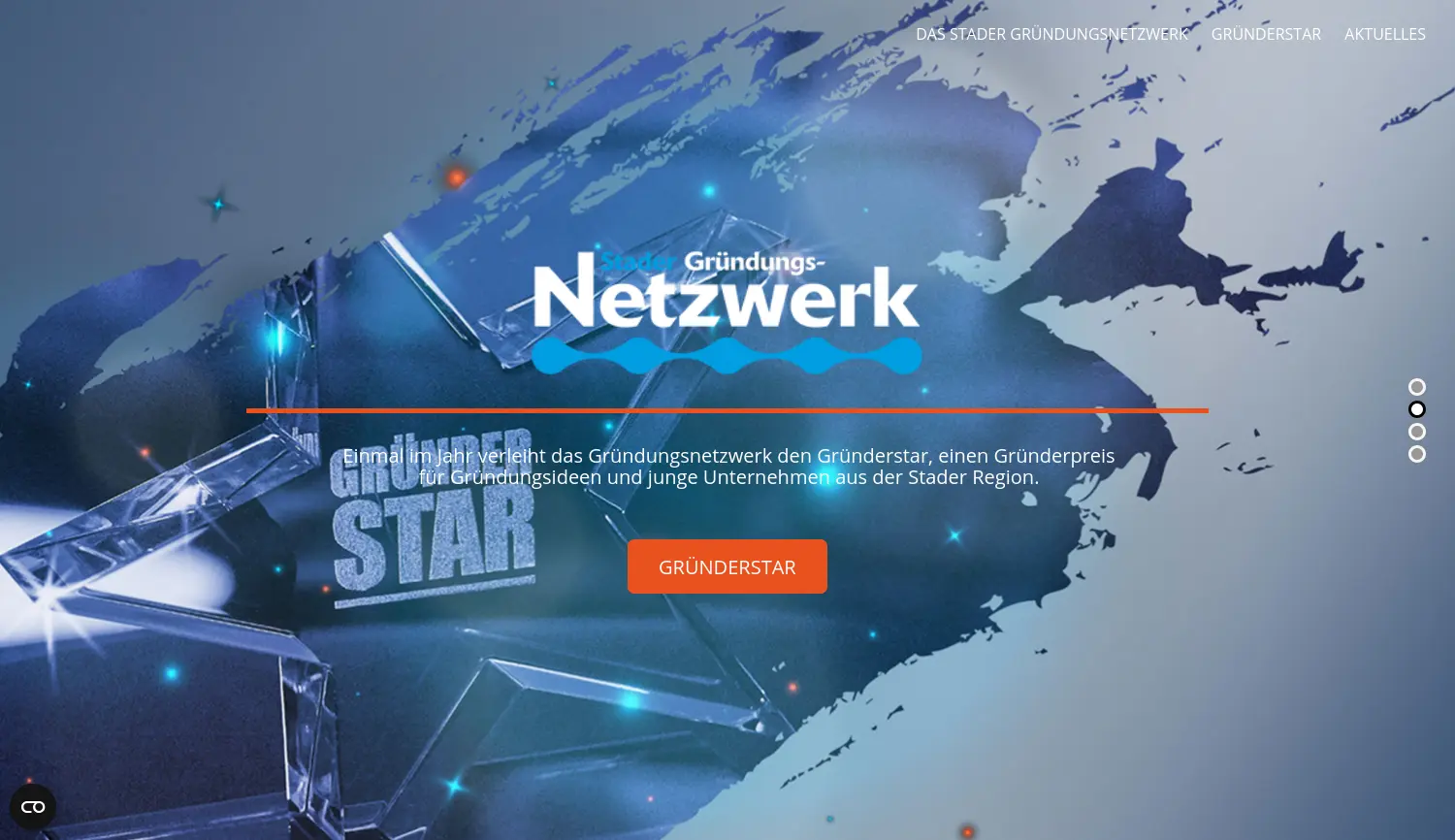 Website-Screenshot von Stader Gründungsnetzwerk