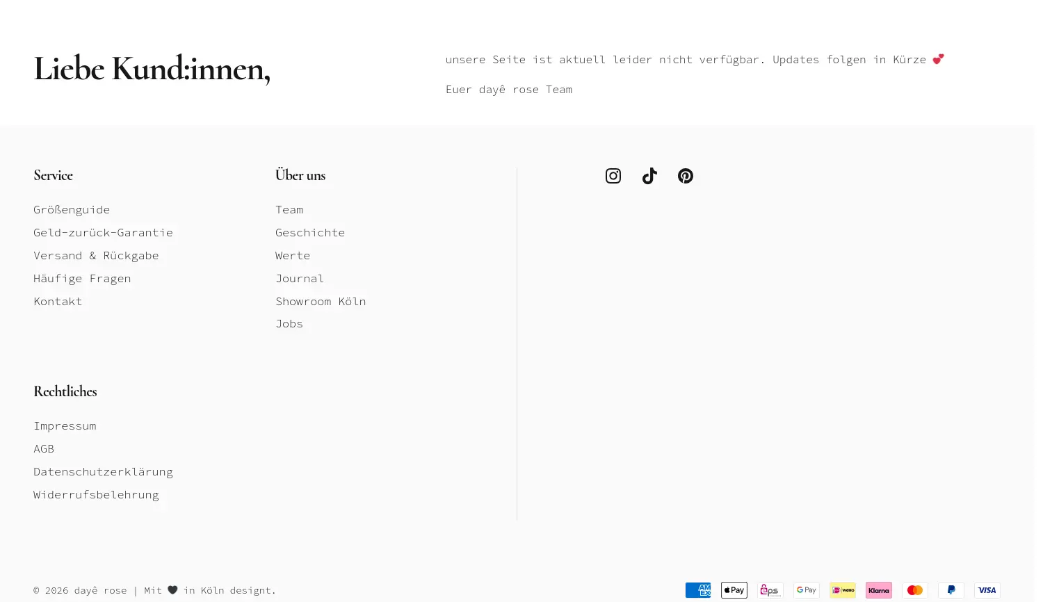 Website-Screenshot von dayê rose