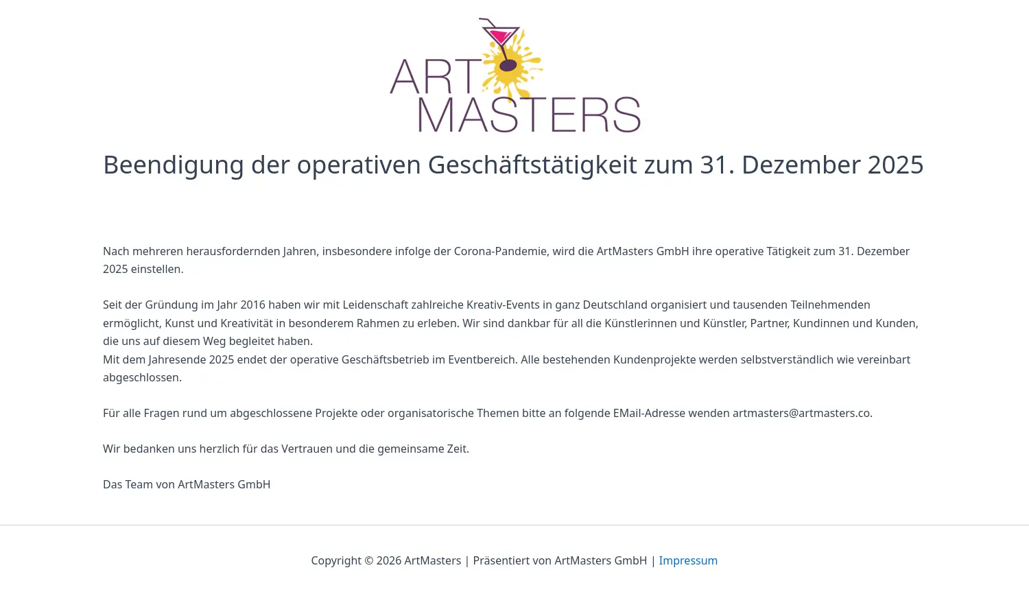 Website-Screenshot von ArtMasters