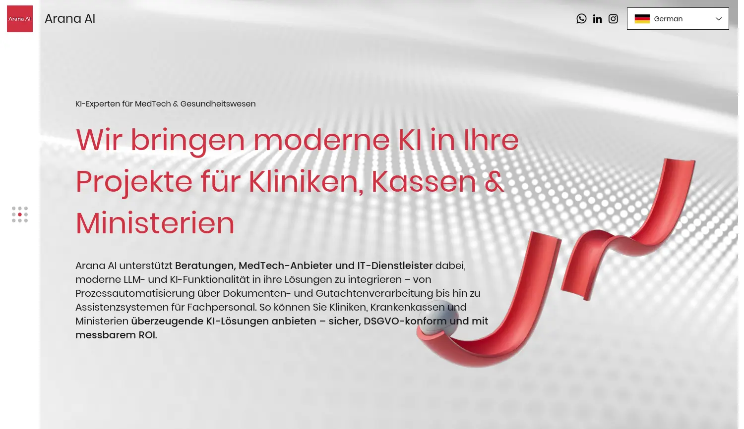 Website-Screenshot von Arana AI
