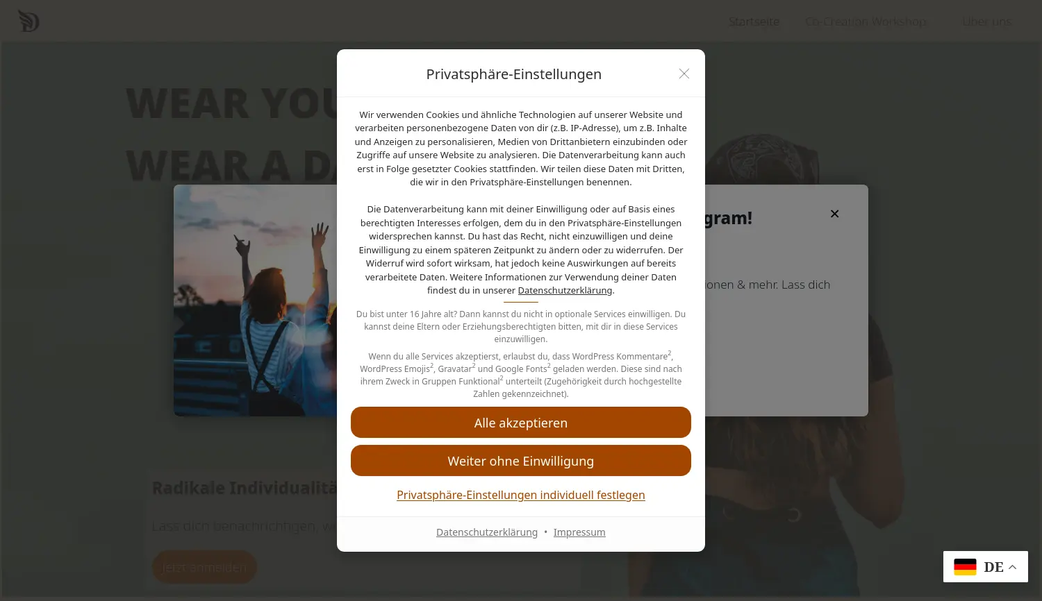 Website-Screenshot von DAVERZ