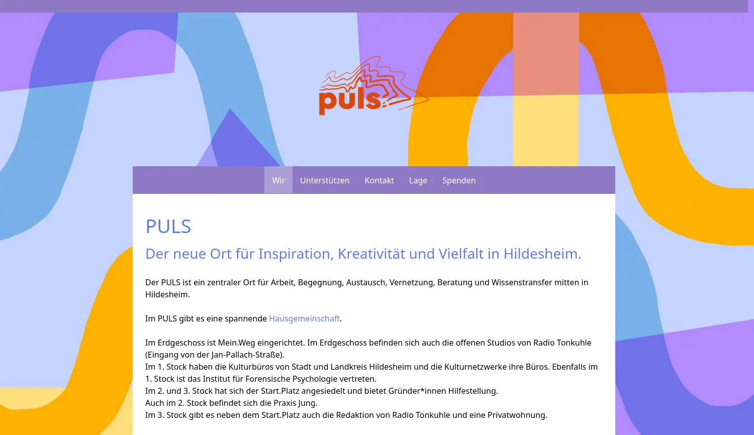 Website-Screenshot von PULS Hildesheim