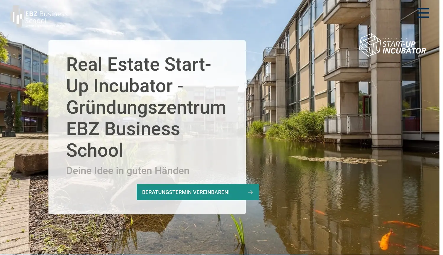 Website-Screenshot von RESI (Real Estate Start-Up Incubator)