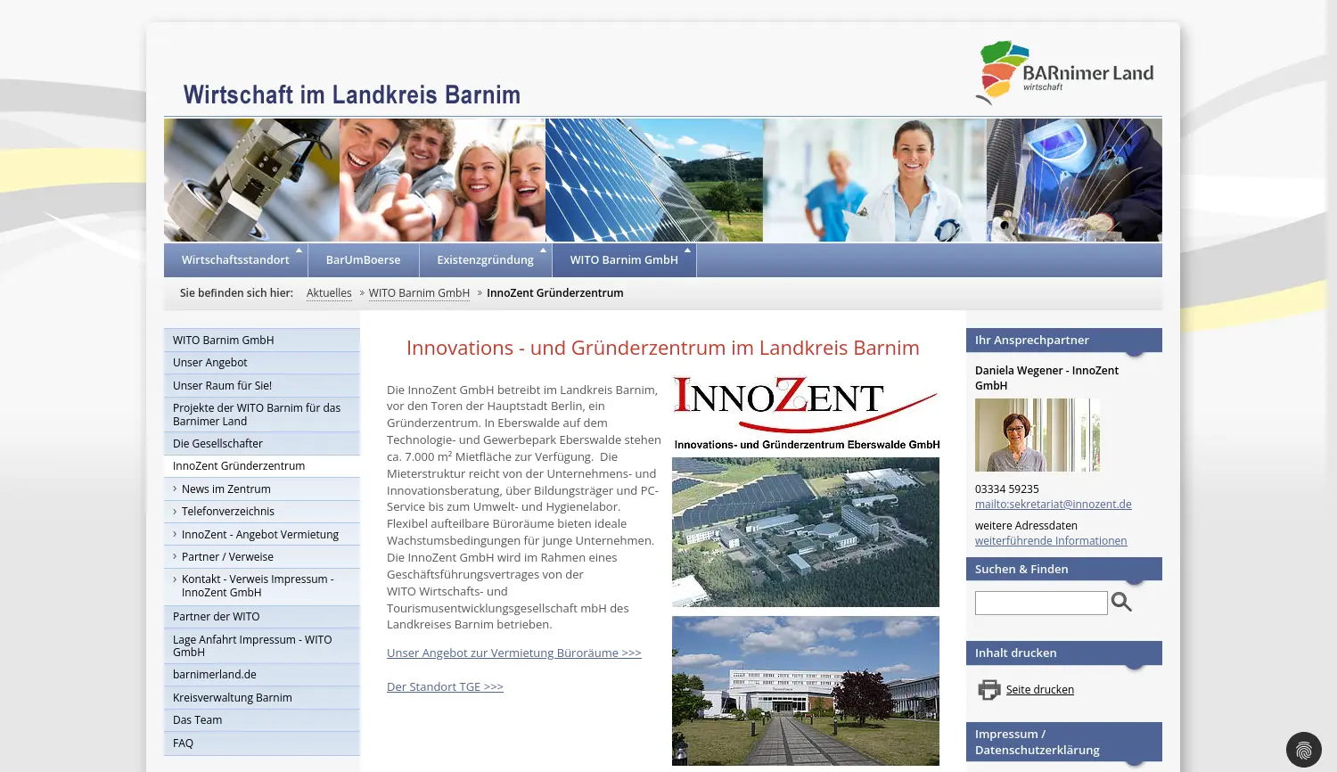 Website-Screenshot von InnoZent