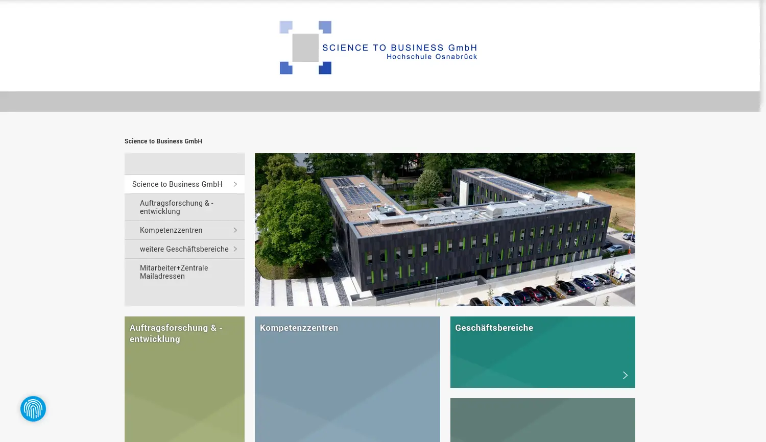 Website-Screenshot von Science to Business GmbH