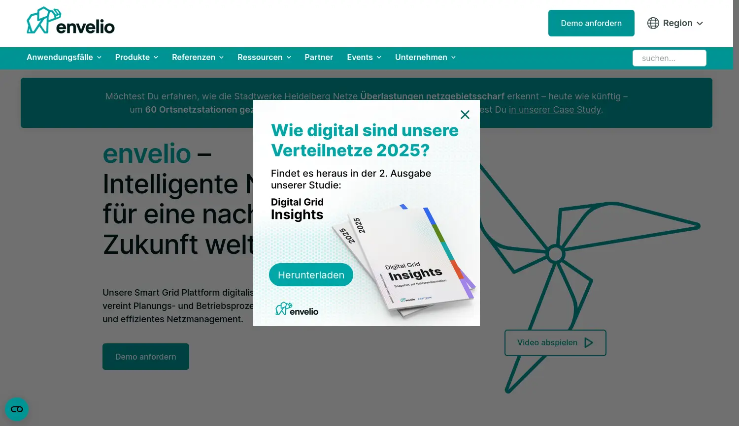 Website-Screenshot von envelio