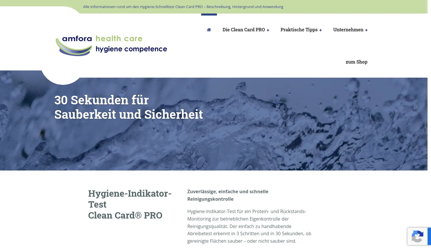 Website-Screenshot von Amfora Health Care