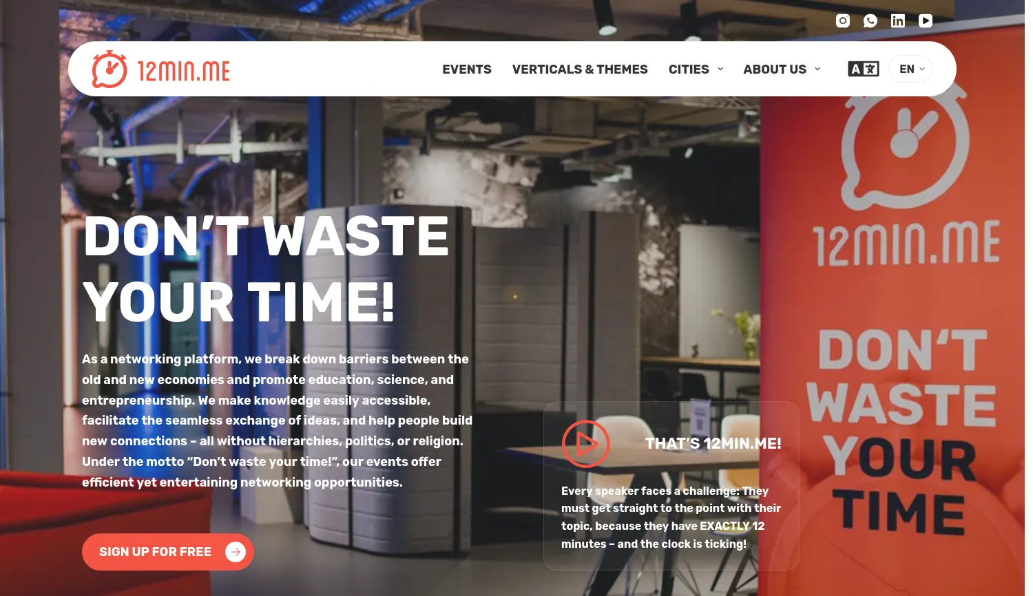 Website-Screenshot von 12min.me