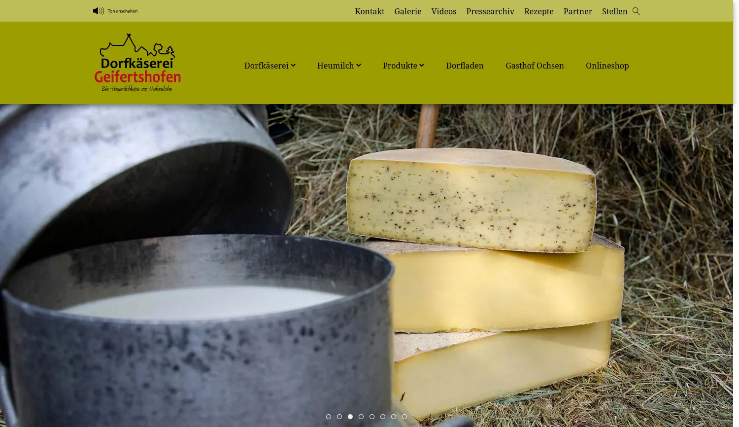 Website-Screenshot von Dorfkäserei Geifertshofen