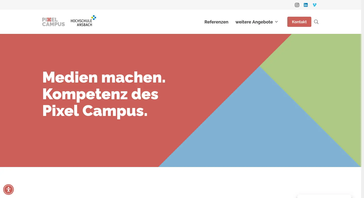 Website-Screenshot von Pixel Campus