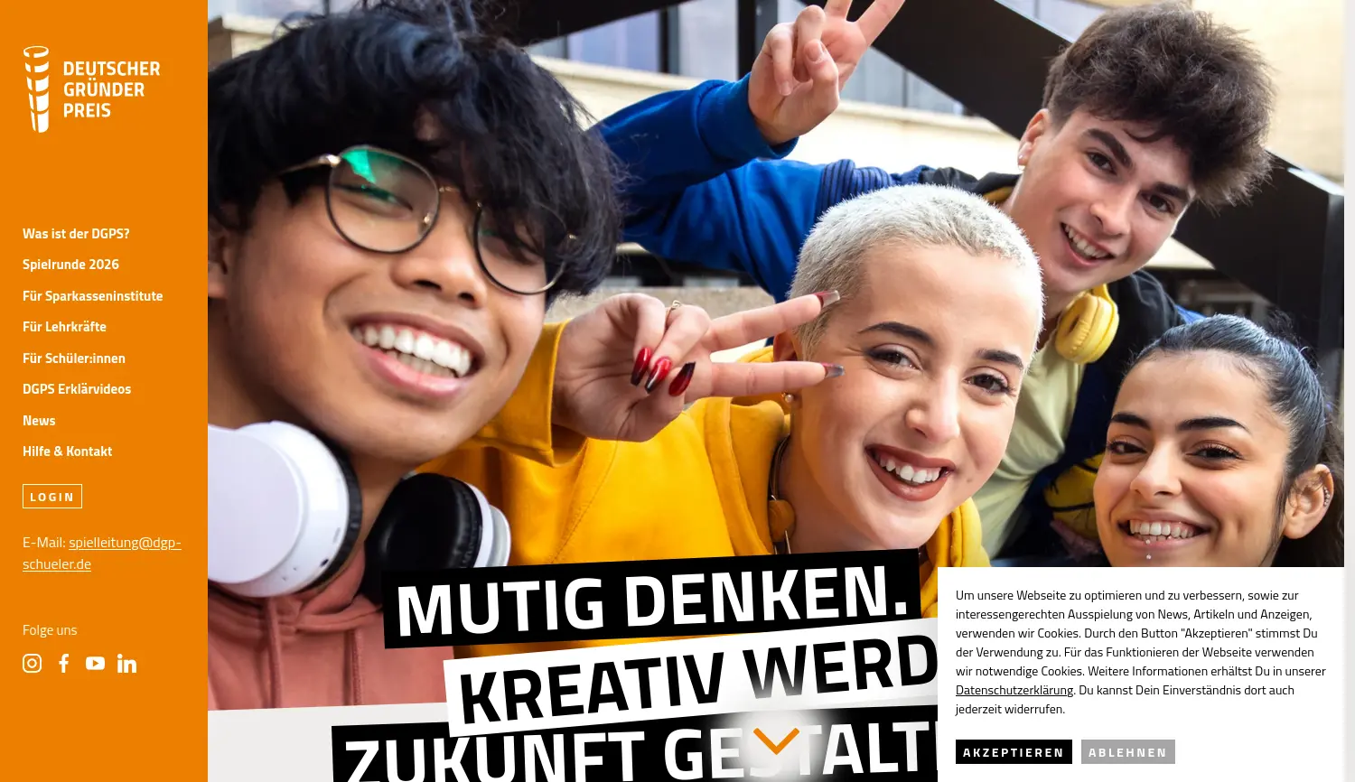 Website-Screenshot von Deutscher Gründerpreis für Schüler