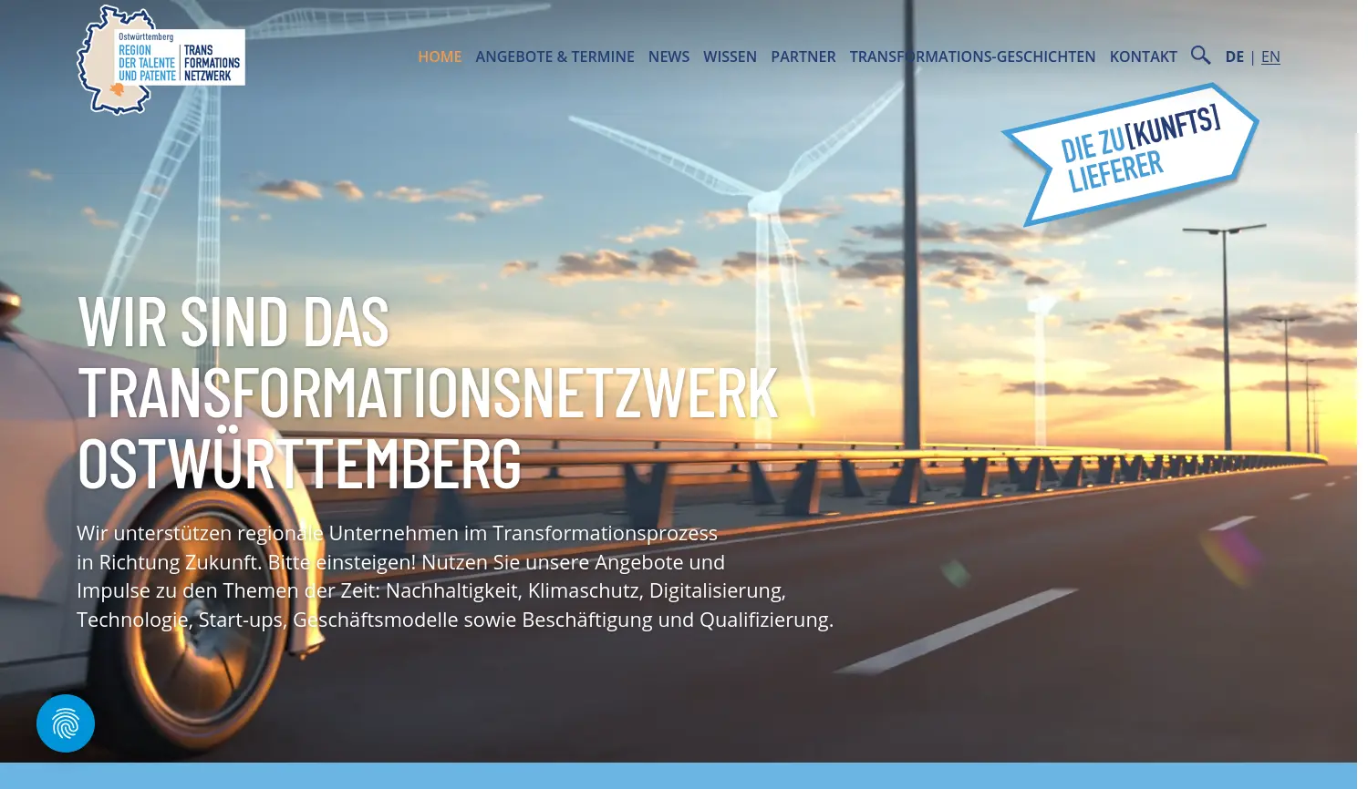 Website-Screenshot von Zukunftslieferer