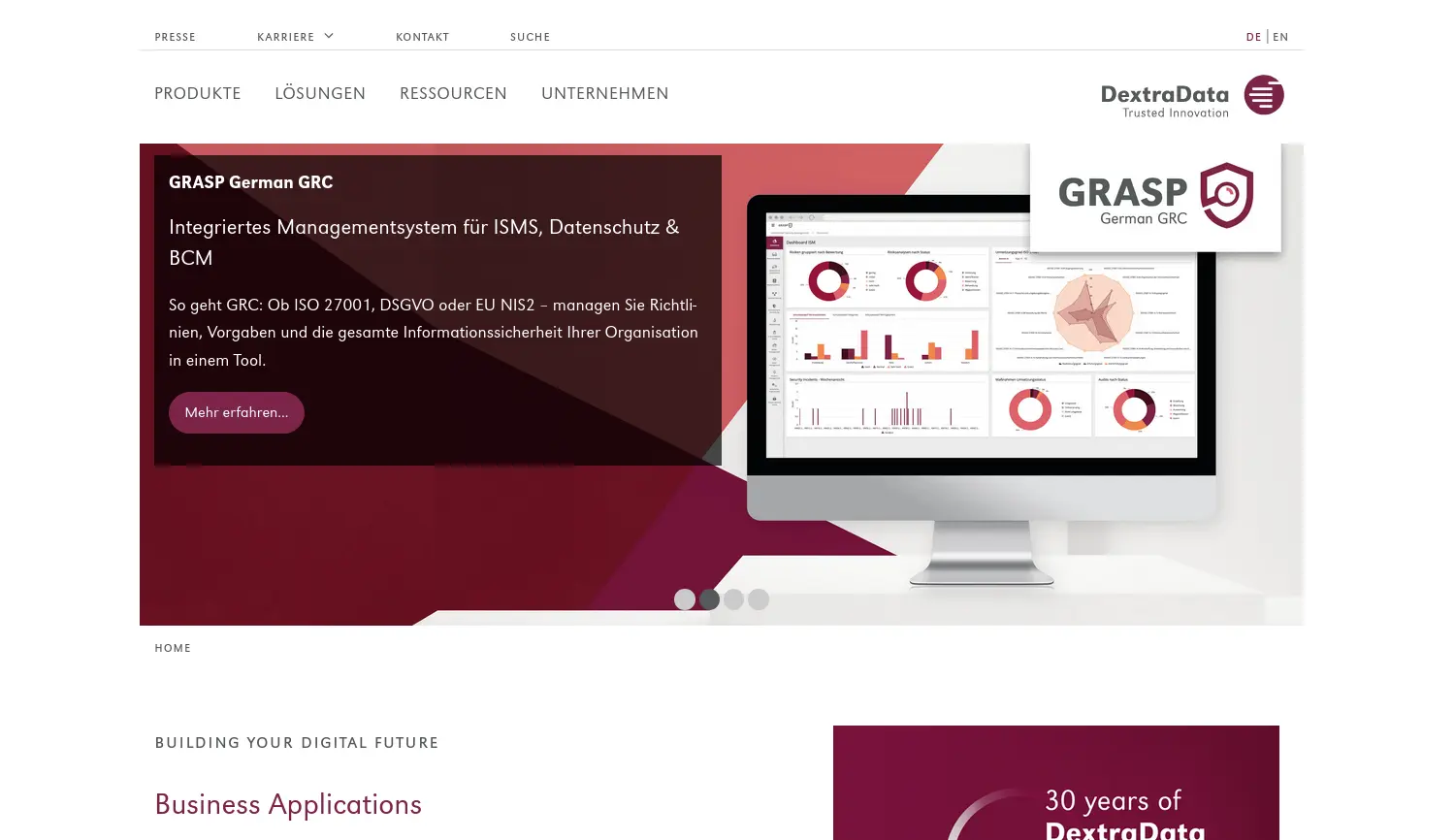 Website-Screenshot von DextraData